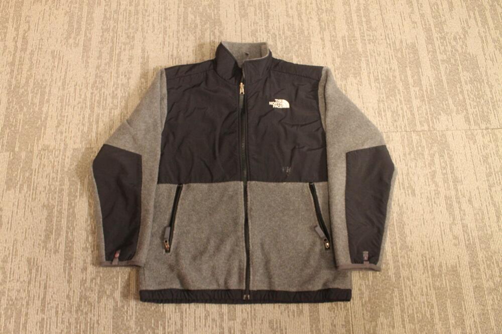 The North Face Jacket Boys XL Gray Black Fleece Denali Full Zip Outdoors